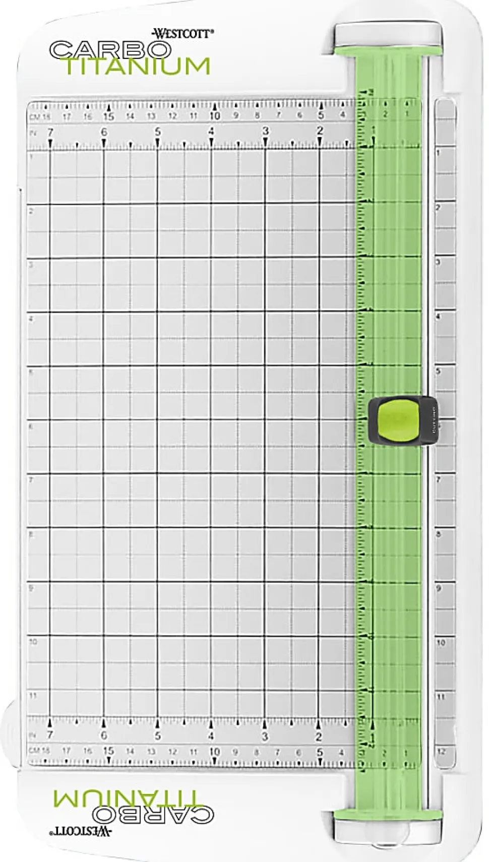 Westcott® CarboTitanium Personal Paper Trimmer, 12", White/Green