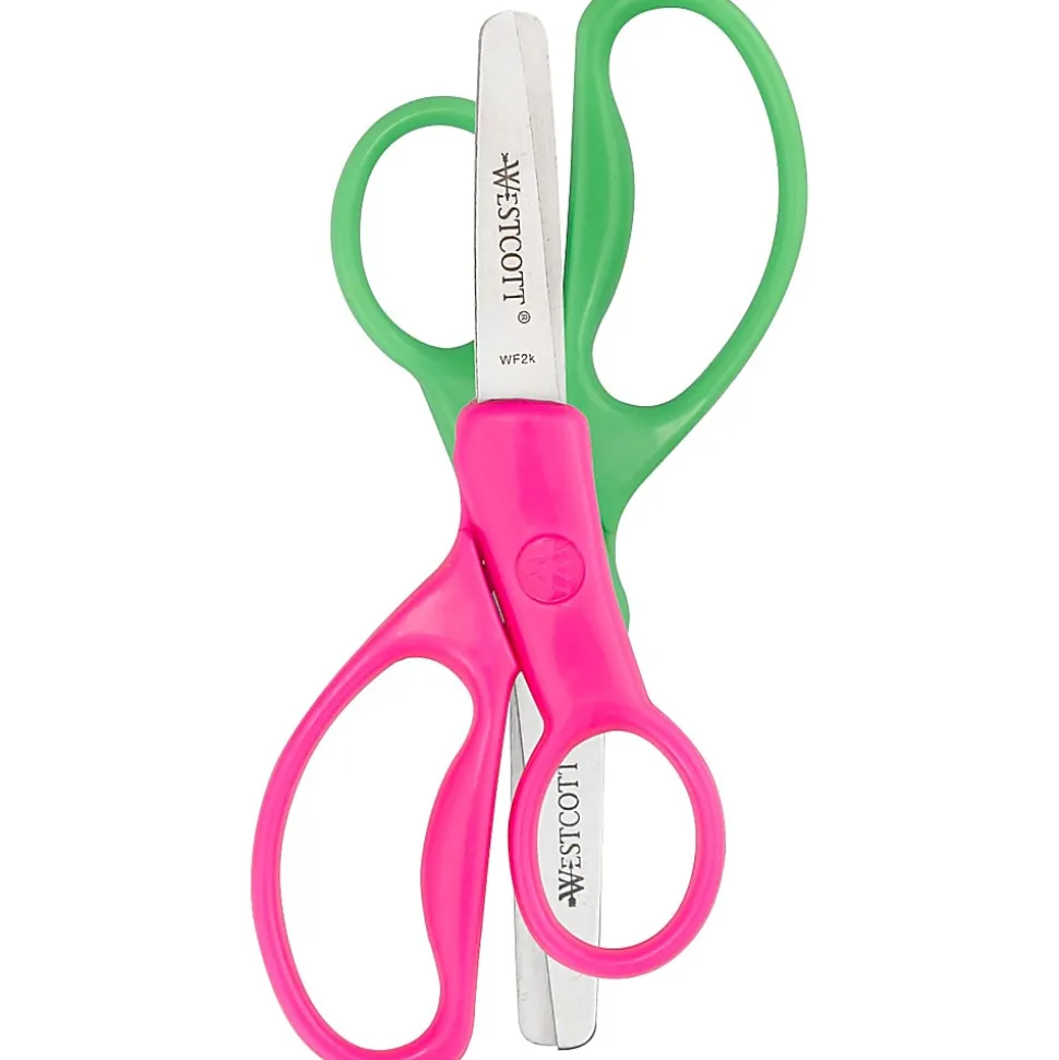 Westcott® Hard Handle Kids Value Scissors, 5", Pointed, Assorted Colors, Pack Of 2