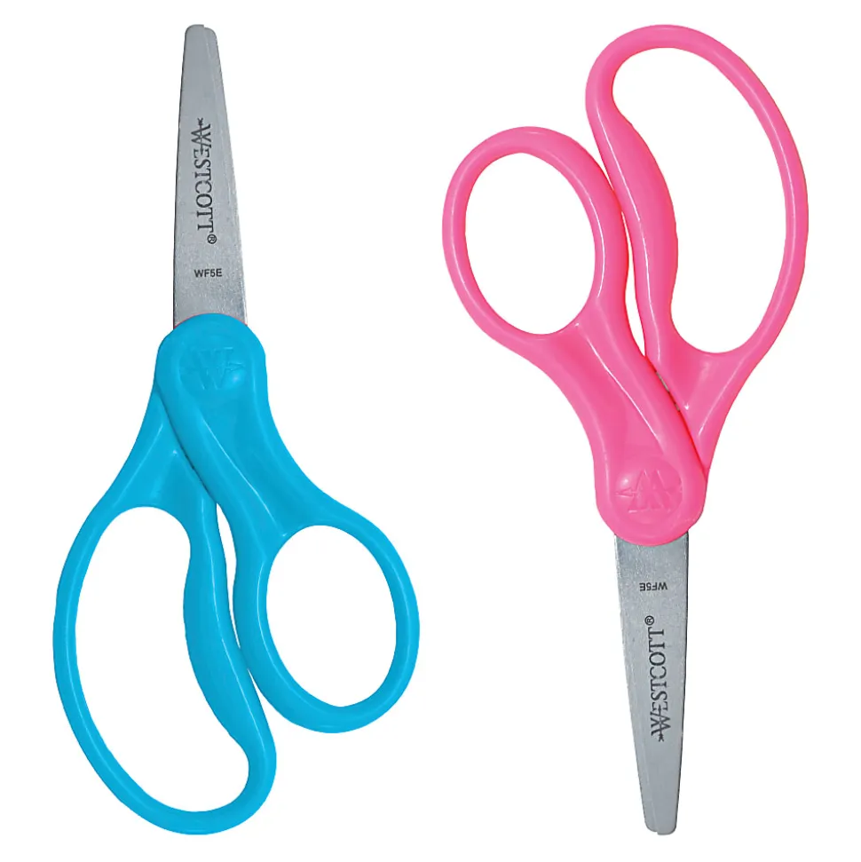 Westcott® Hard Handle Kids Value Scissors, 5", Pointed, Assorted Colors, Pack Of 2