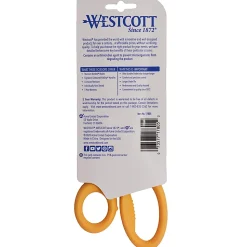 Westcott Hard Handle Scissors With Antimicrobial Protection, 8", Pointed, Yellow/Gray