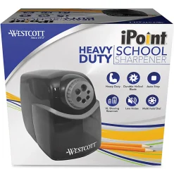 Westcott iPoint Heavy-Duty Helical School Sharpener, 7-13/16" x 5-13/16", Gray/Black