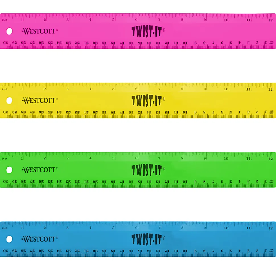 Westcott Jellies Transparent Ruler, 1" x 12", Assorted Colors