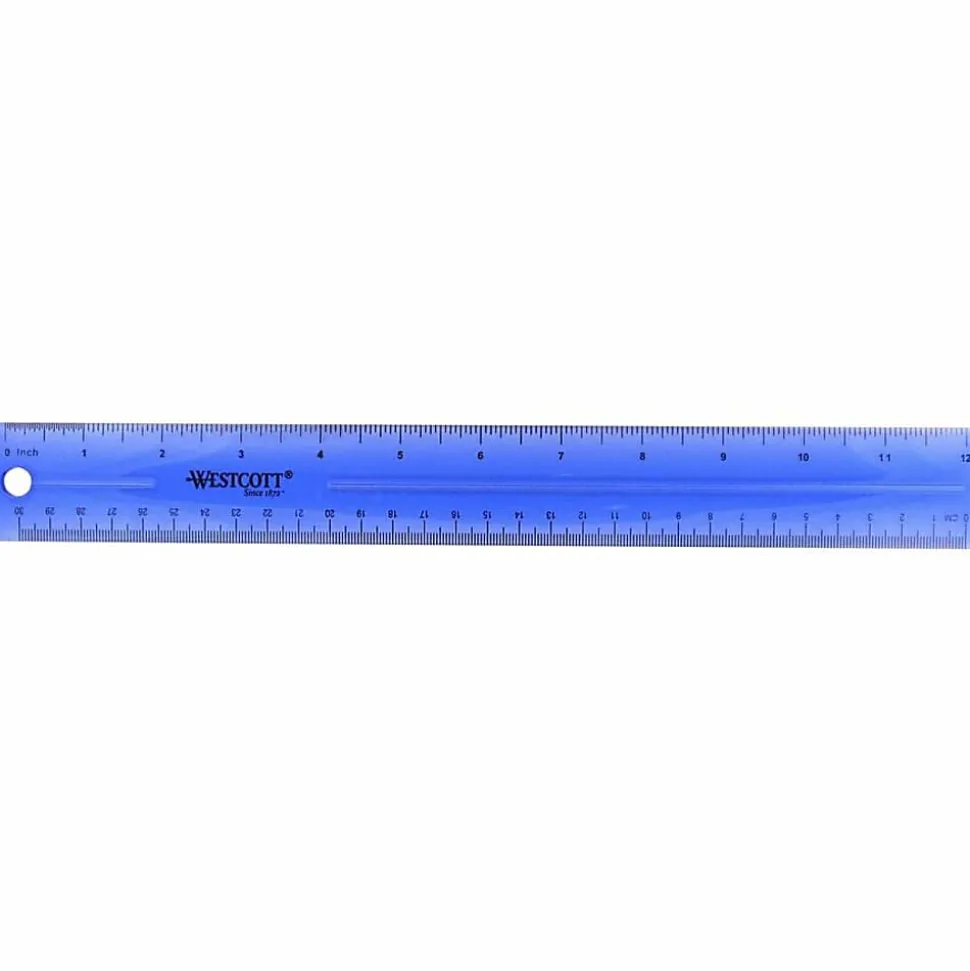 Westcott® Jeweled Plastic Ruler, 12", Assorted Colors