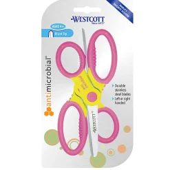 Westcott Kids' Scissors With Antimicrobial Protection, 5", Blunt, Assorted Colors, Pack Of 2 Scissors