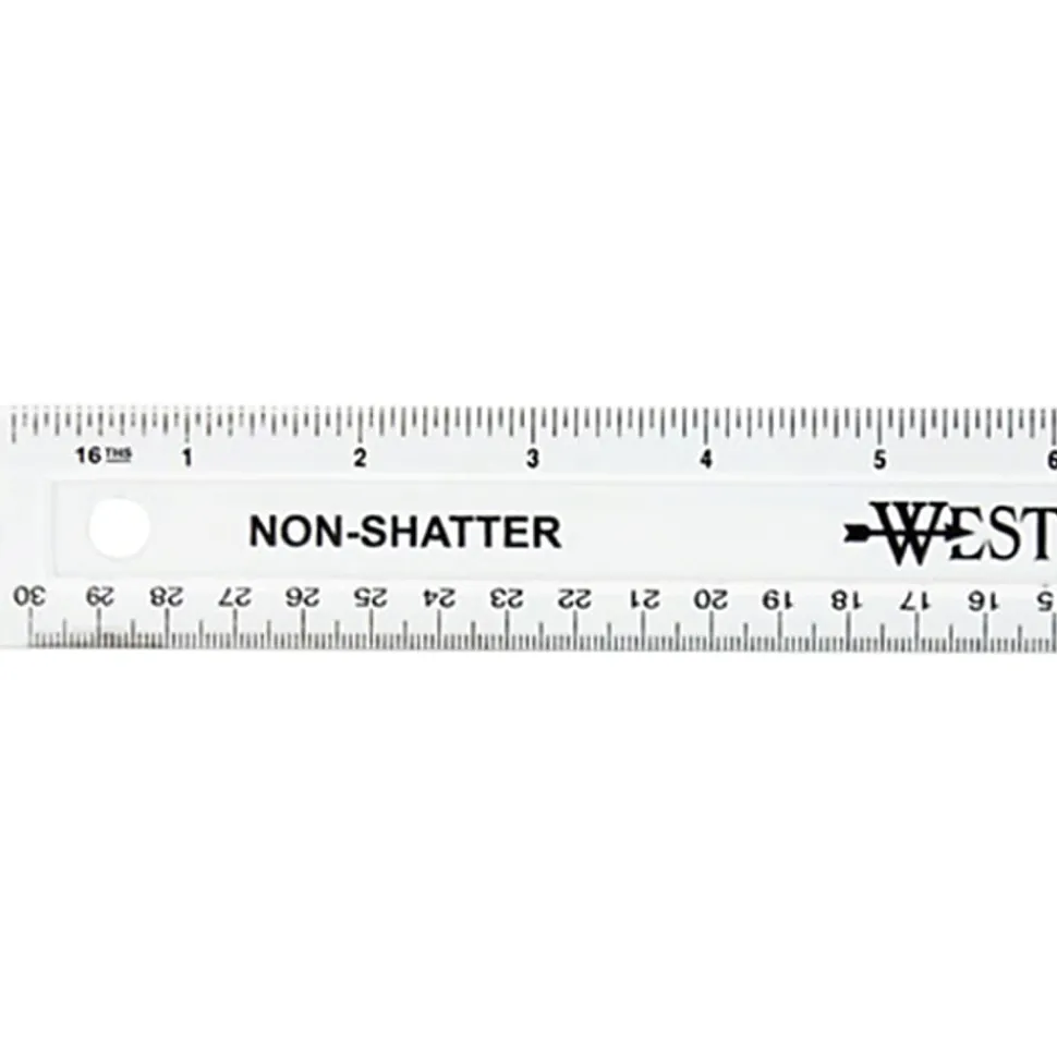 Westcott Non-Shatter Plastic Ruler, 12", Clear