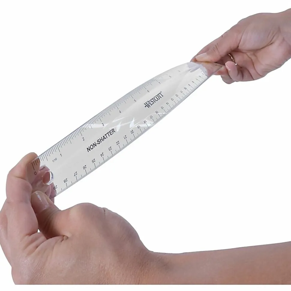 Westcott Non-Shatter Plastic Ruler, 12", Clear