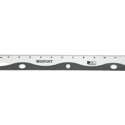 Westcott Ruler Wave School Ruler With Anti-Microbial Protection, 12", Assorted Colors