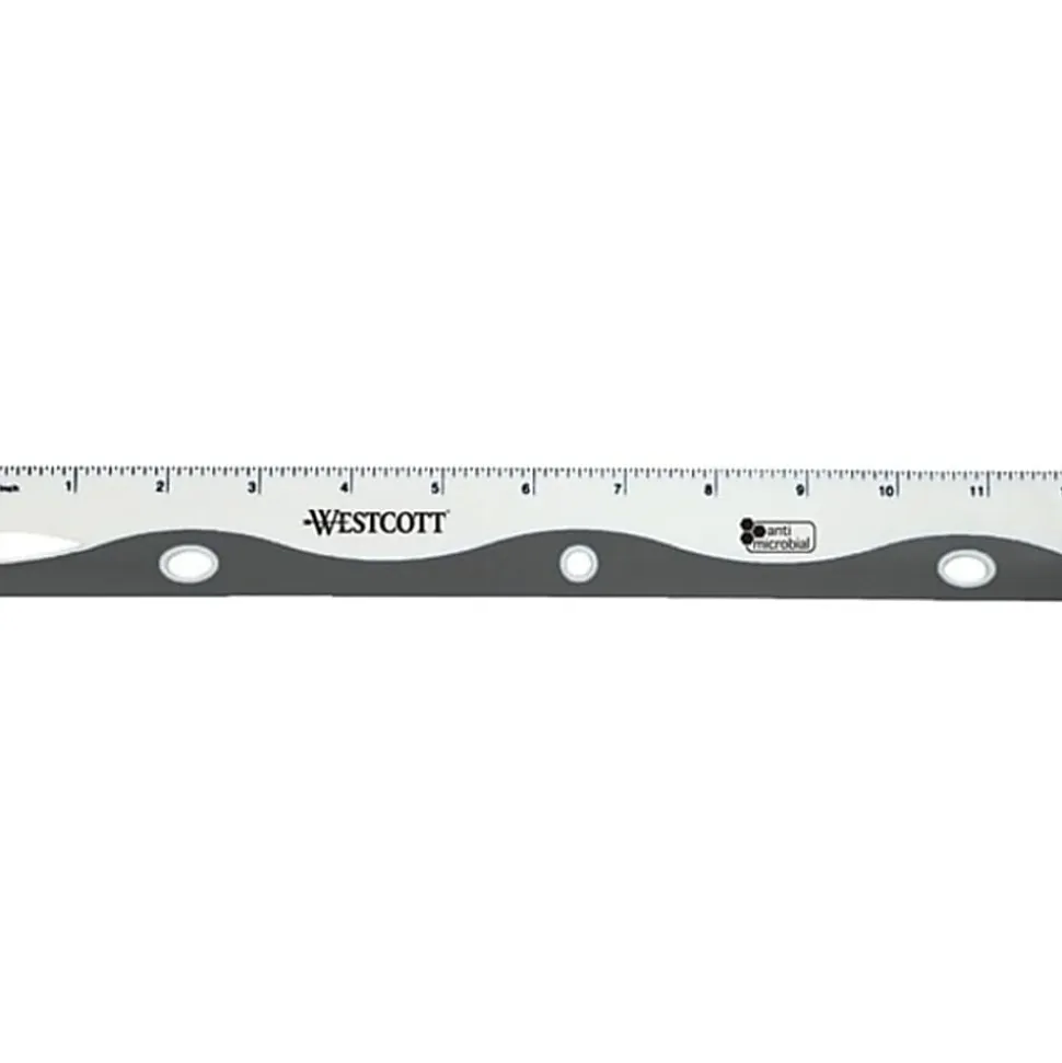 Westcott Ruler Wave School Ruler With Anti-Microbial Protection, 12", Assorted Colors
