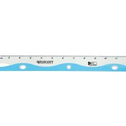 Westcott Ruler Wave School Ruler With Anti-Microbial Protection, 12", Assorted Colors