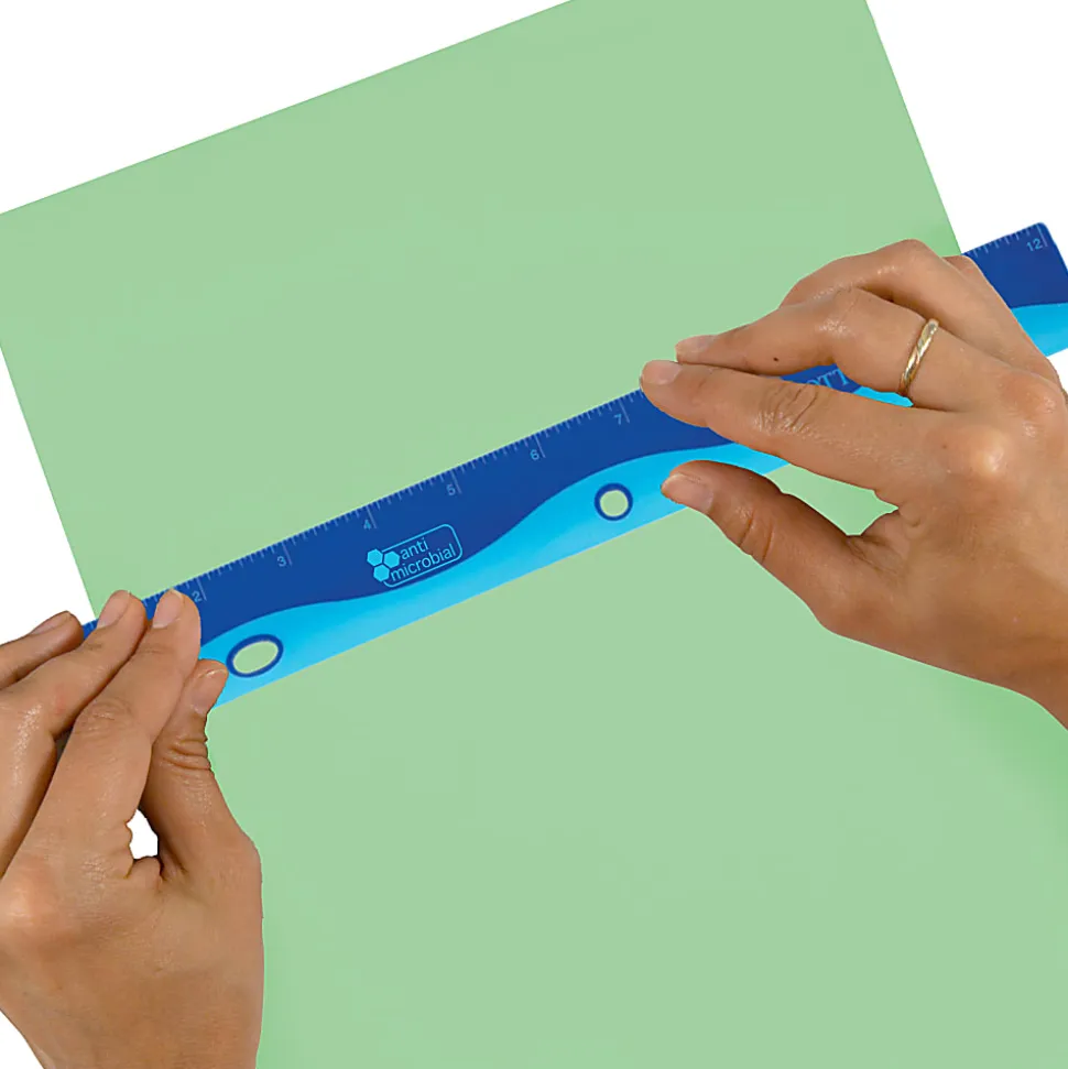Westcott Ruler Wave School Ruler With Anti-Microbial Protection, 12", Assorted Colors