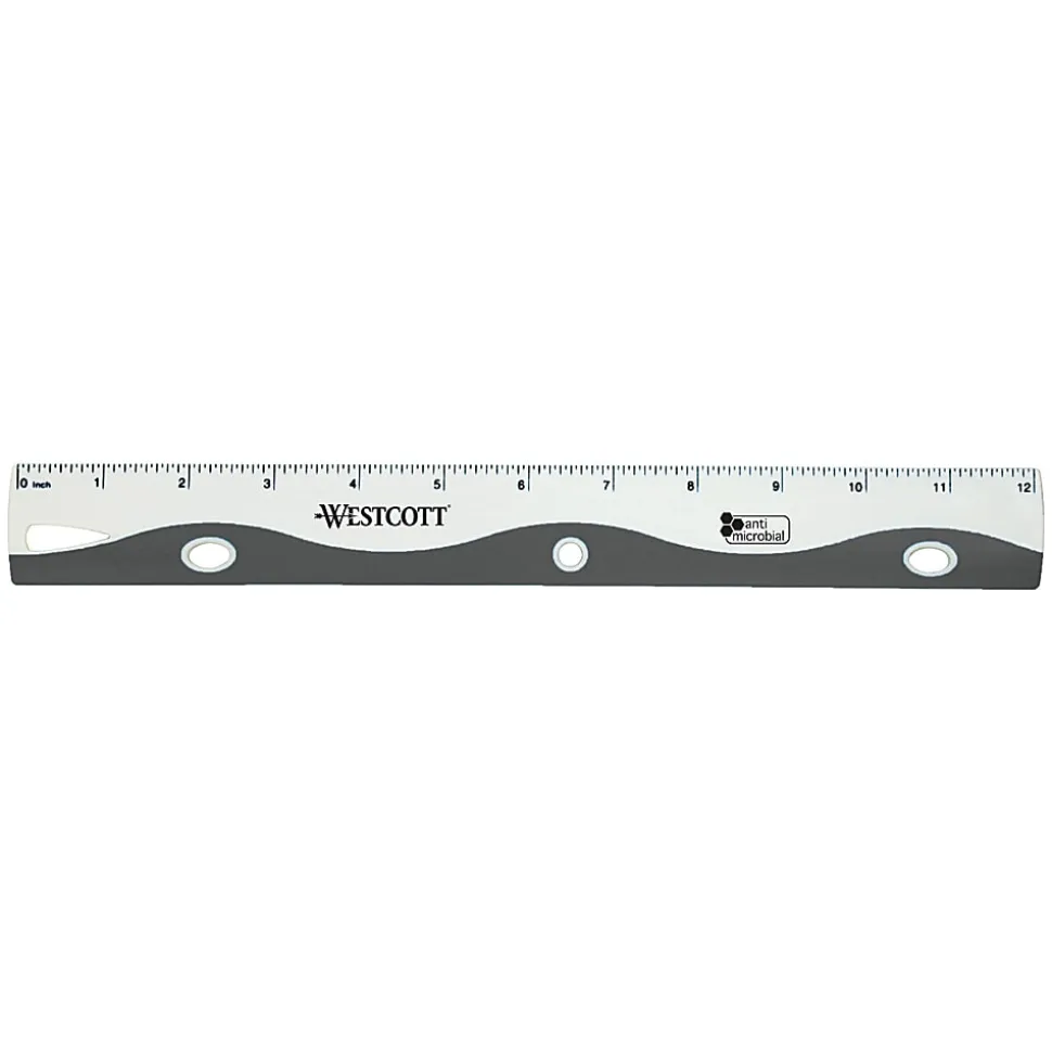 Westcott Ruler Wave School Ruler With Anti-Microbial Protection, 12", Assorted Colors
