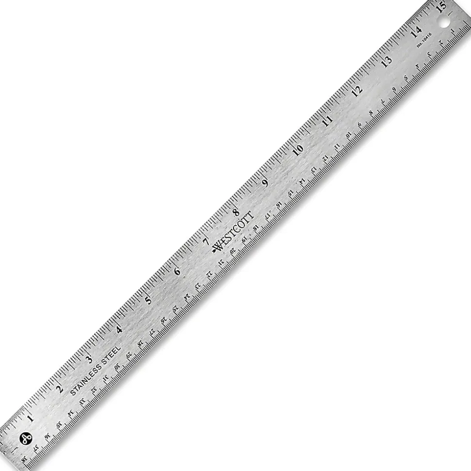 Westcott® Stainless Steel Ruler, 15"/38cm