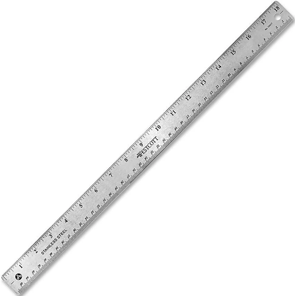 Westcott® Stainless Steel Ruler, 18"/45cm