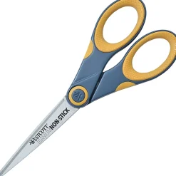 Westcott® Titanium Bonded Non-Stick Scissors, 7", Pointed, Gray/Yellow
