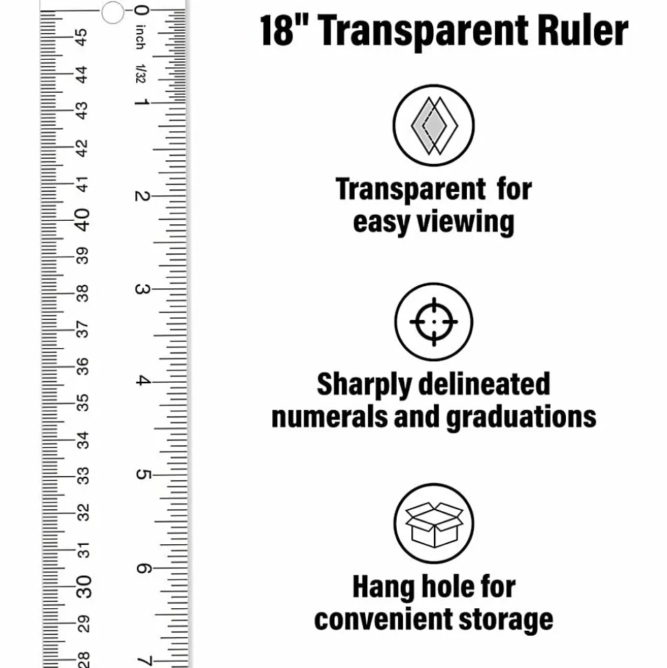 Westcott® Transparent Acrylic Ruler, 18"