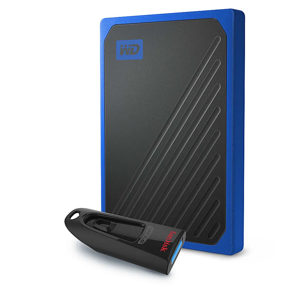 Western Digital My Passport™ Go External SSD, 1TB, With SanDisk® USB Flash Drive, 64GB