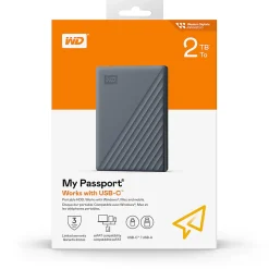 Western Digital My Passport® Portable Hard Drive, 2TB, Silicon Gray