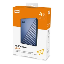 Western Digital® My Passport™ Ultra 4TB Portable External Hard Drive, 64MB Cache, WDBFTM0040BBL-WESN, Blue/Black