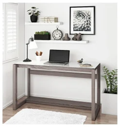 Whalen® Cecile 48”W Writing Desk, Snowdrift White/Fossil Greige Oak