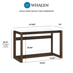 Whalen® Cecile 48”W Writing Desk, Snowdrift White/Walnut