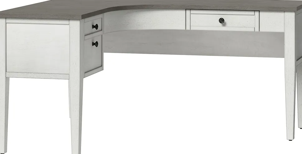 Whalen® Floor Display Lagron 60"W Wood L-Shaped Corner Desk, Arctic White/Shadow Gray