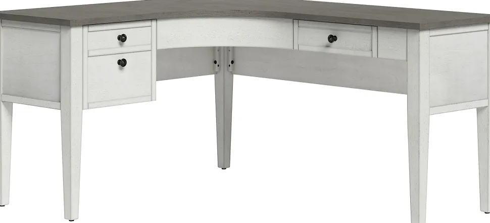 Whalen® Floor Display Lagron 60"W Wood L-Shaped Corner Desk, Arctic White/Shadow Gray