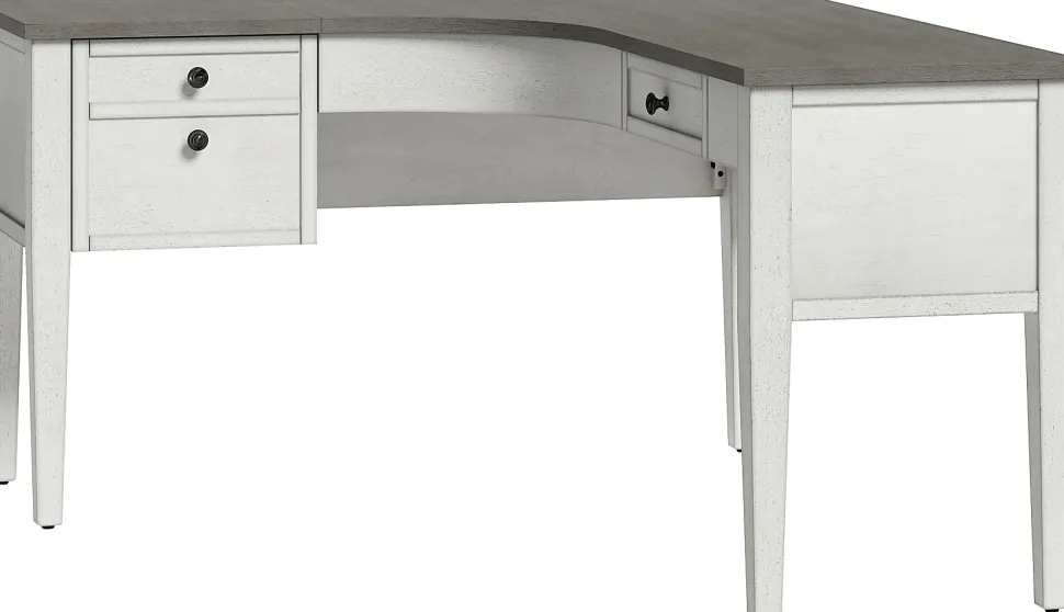 Whalen® Floor Display Lagron 60"W Wood L-Shaped Corner Desk, Arctic White/Shadow Gray
