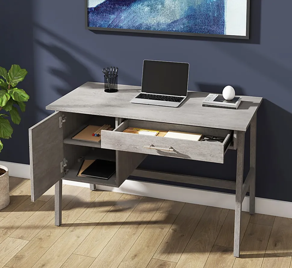 Whalen® Marilla 48"W Wood Pedestal Computer Desk, Driftwood Gray