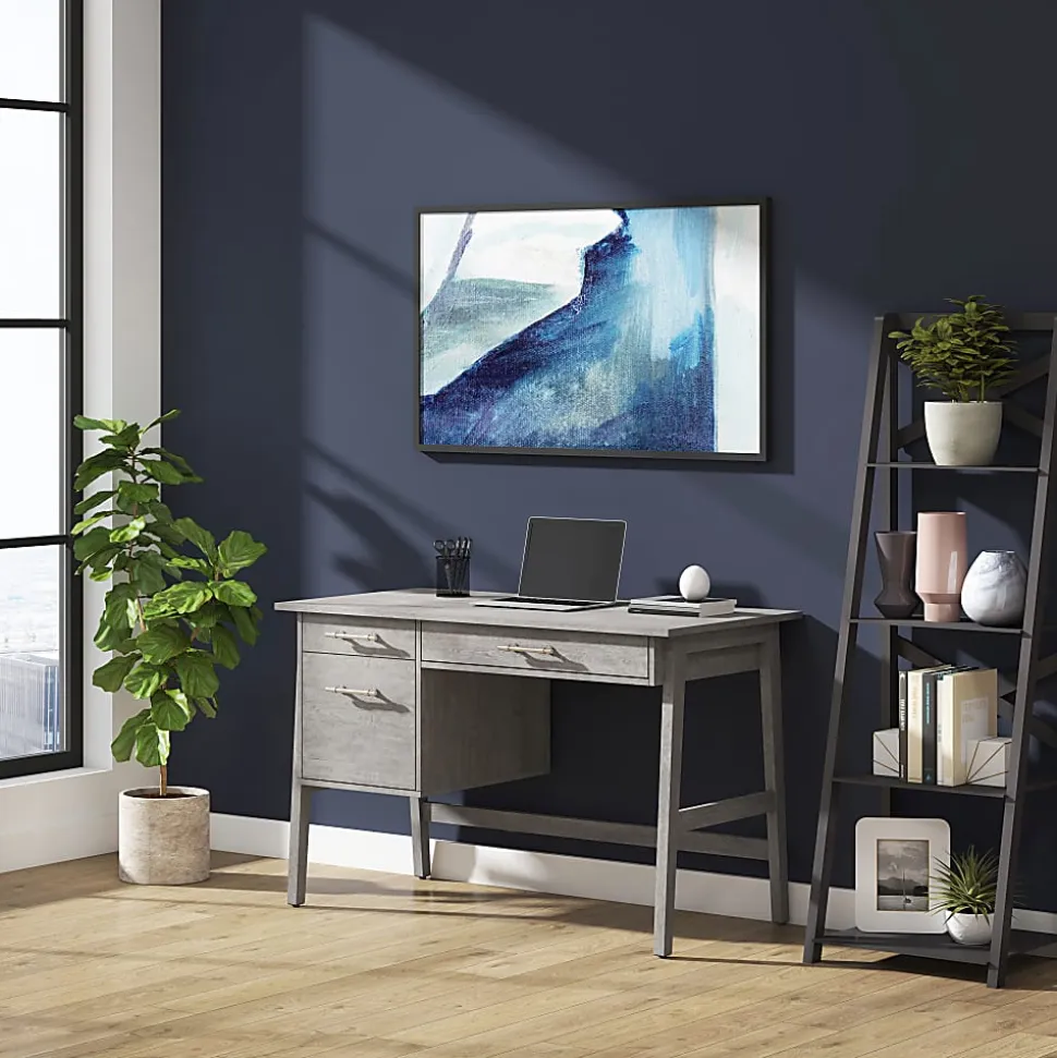 Whalen® Marilla 48"W Wood Pedestal Computer Desk, Driftwood Gray