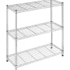 Whitmor Storage Rack, 3 Tier(s), 36"H x 36"W x 14"L%Floor, Heavy Duty, Adjustable Leveler, Durable, Chrome, Steel