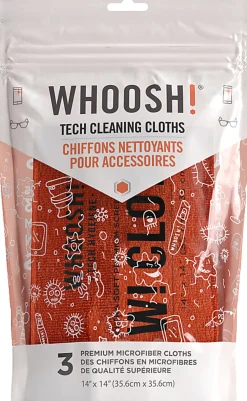 WHOOSH! Ultra Premium Microfiber Cloths, 14” x 14”, Orange, Pack Of 3 Cloths