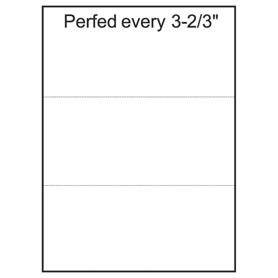 Willcopy Lettermark Custom Cut Sheets, 5 Reams, White, Letter (8 1/2" x 11"), 2500 Sheets Total, Perforated Every 3 2/3", 20 Lb, 500 Sheets Per Ream