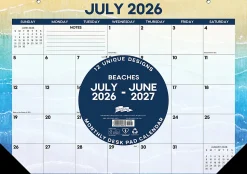 Willow Creek Press Academic Monthly Desk Pad Calendar, 17" x 12", Beaches, July 2026 - June 2027, Total Qty 1