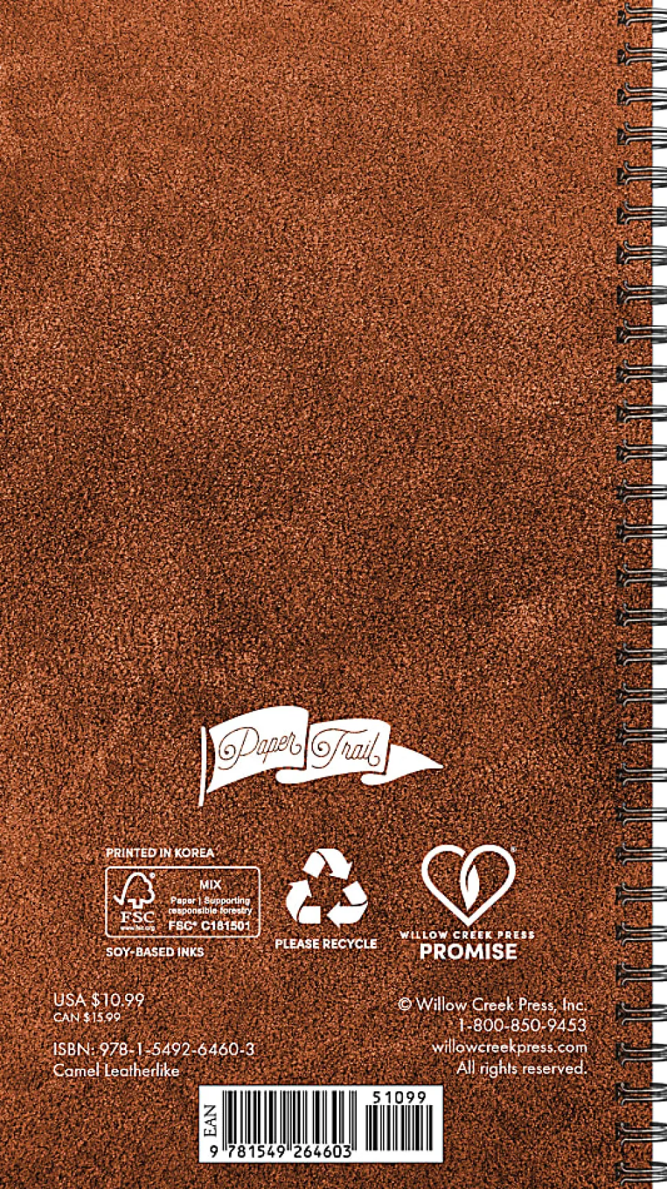 Willow Creek Press Academic Weekly/Monthly Spiral Planner, 3-1/2" x 6-1/2", Camel, July 2026 - June 2027, Total Qty 1