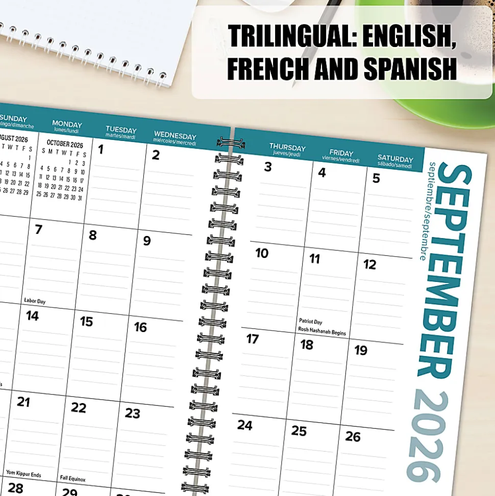 Willow Creek Press Academic Weekly/Monthly Spiral Planner, 3-1/2" x 6-1/2", Graphite Grid, July 2026 - June 2027, Total Qty 1