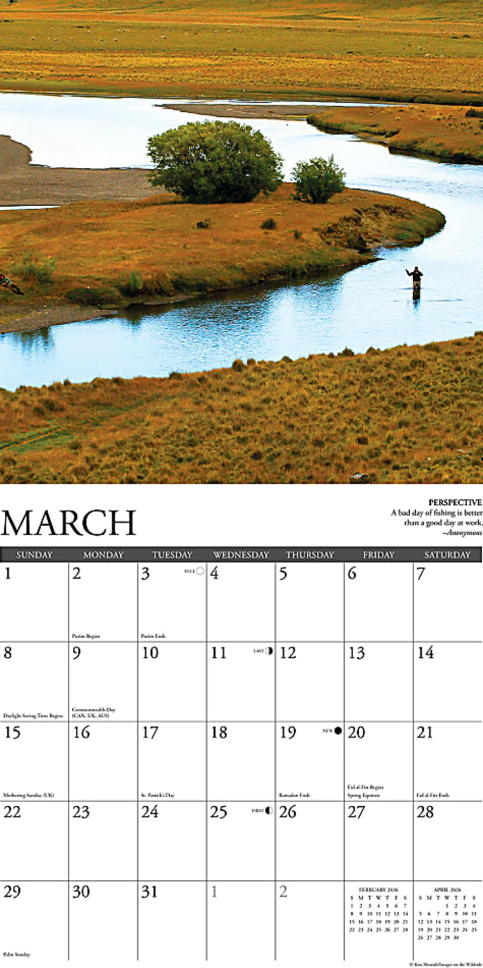 2026 Willow Creek Press Animals Monthly Wall Calendar, 12" x 12", What Fly Fishing Teaches Us, January To December, 53171