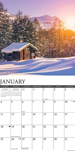 2026 Willow Creek Press Art & Design Monthly Wall Calendar, 12" x 12", CabinLife, January To December, 50460