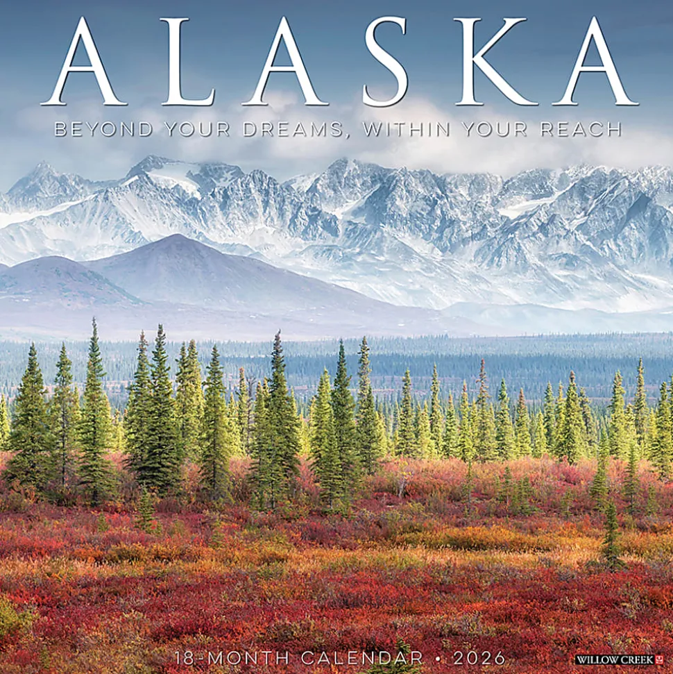 2026 Willow Creek Press Art & Design Monthly Wall Calendar, 12" x 12", Alaska, January To December, 55311