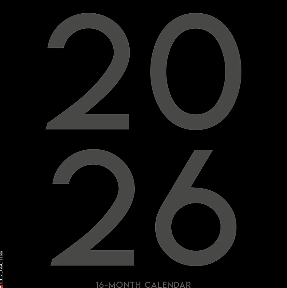 2026 Willow Creek Press Art & Design Monthly Wall Calendar, 12" x 12", Black & White Professional Large Grid, January To December, 50255