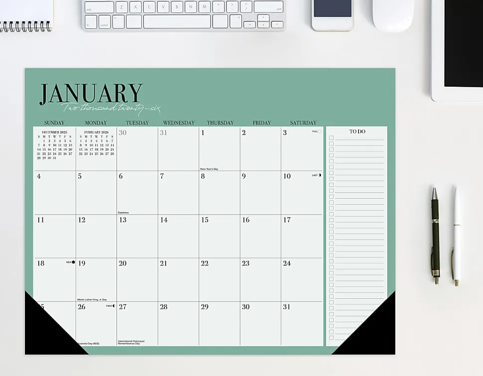 2026 Willow Creek Press Desk Pad Calendar, 22" x 17", Modern Minimalist, January To December, 57230