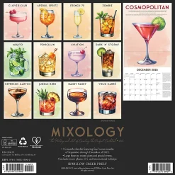 2026 Willow Creek Press Humor & Comics Monthly Wall Calendar, 12" x 12", Mixology, January To December, 55960