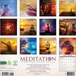 2026 Willow Creek Press Inspirational Monthly Wall Calendar, 12" x 12", Meditation, January To December, 51887
