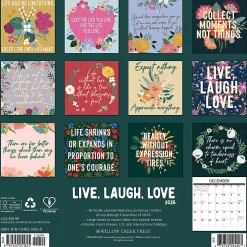 2026 Willow Creek Press Inspirational Monthly Wall Calendar, 12" x 12", Live, Laugh, Love, January To December, 51825