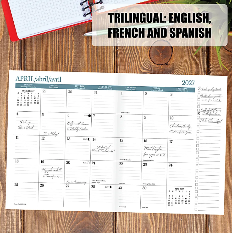 Willow Creek Press Monthly Academic Booklet Planner, 7-1/2" x 9-1/2", Graphite Grid, July 2026 - June 2027, Total Qty 1