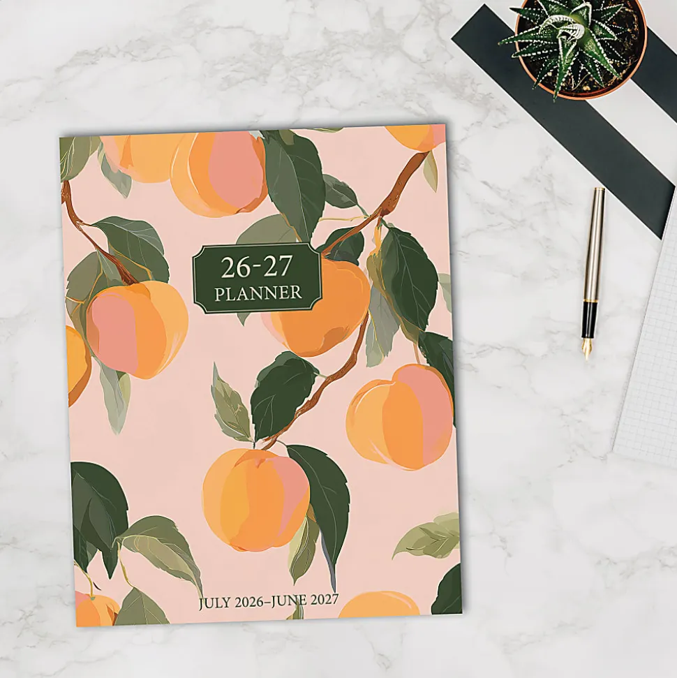 Willow Creek Press Monthly Academic Booklet Planner, 7-1/2" x 9-1/2", Peach Please, July 2026 - June 2027, Total Qty 1