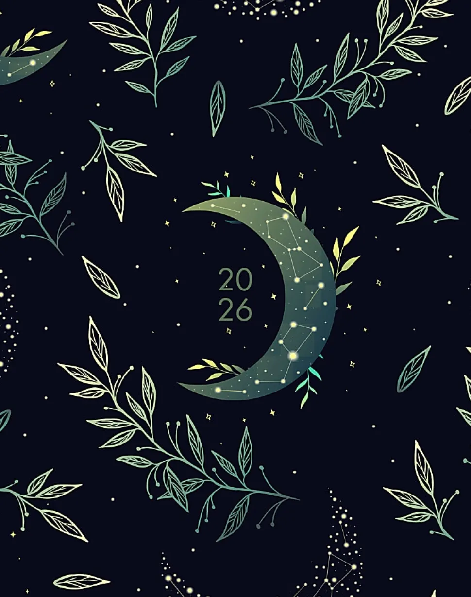 2026 Willow Creek Press Monthly Booklet Planner, 7-1/2" x 9-1/2", Floral Moon, January To December, 57551