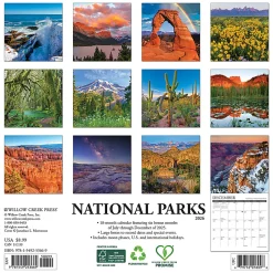 2026 Willow Creek Press Monthly Mini Wall Calendar, 7" x 7", National Parks, January To December, 53669