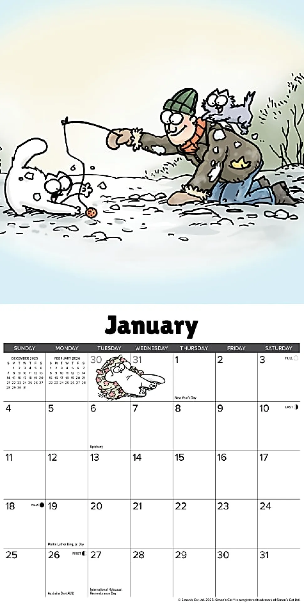 2026 Willow Creek Press Monthly Mini Wall Calendar, 7" x 7", Simon's Cat, January To December, 53751