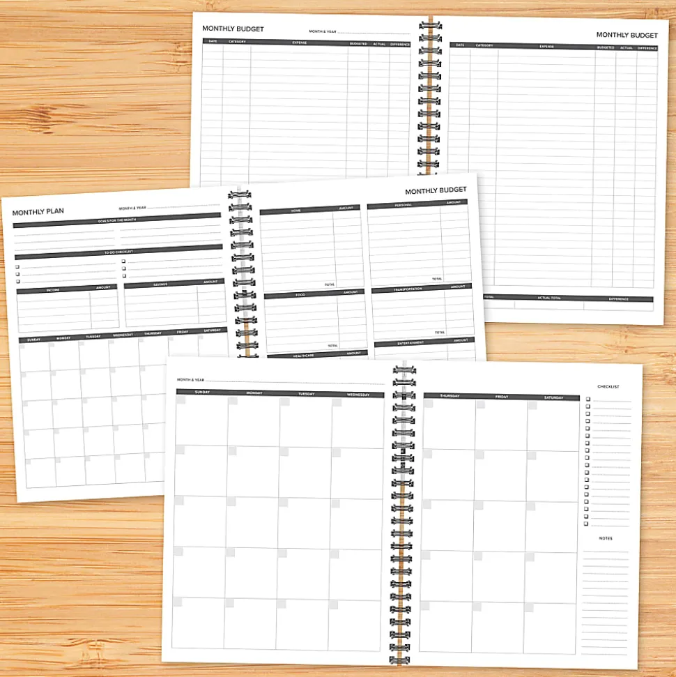 Willow Creek Press 12-Month Undated Budget/Finance Monthly Tracker Planner, 8-1/2" x 11", Black