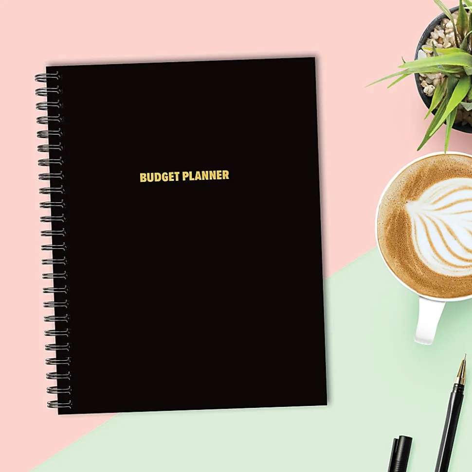 Willow Creek Press 12-Month Undated Budget/Finance Monthly Tracker Planner, 8-1/2" x 11", Black